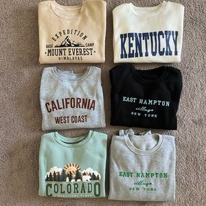 Six SHEIN Crewneck Sweatshirts Small (some NWOT)